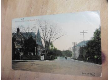 (b41) 1911 Long Branch New Jersey Postcard With 1 Cent Benjamin Franklin Green Stamp