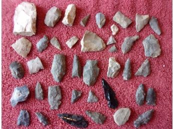 (E) Native American River Arrowhead Broken Parts Lot Of Artifact Finds