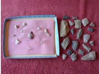 (D) Native American River Arrowhead Broken Parts Lot Of Artifact Finds
