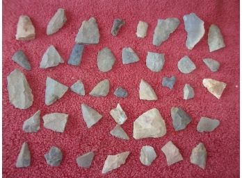 (C) Native American River Arrowhead Broken Parts Lot Of Artifact Finds