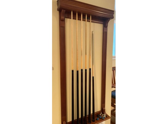Brunswick Wall Cue Holder - Cues And Chalk Included 28'w X 6'd X 60'h