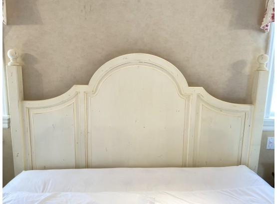 A Solid Wood KING Size Cream Painted Headboard With Metal Frame - 80'w X 3'd X 67'h