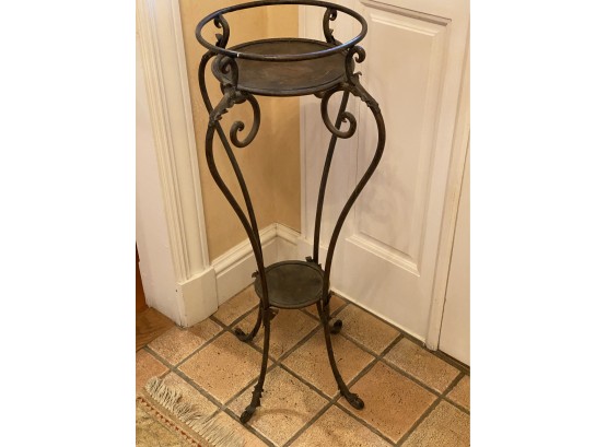 A Wrought Iron   Plant Stand With Very Nice Details. - 17' Diameter X 33'h