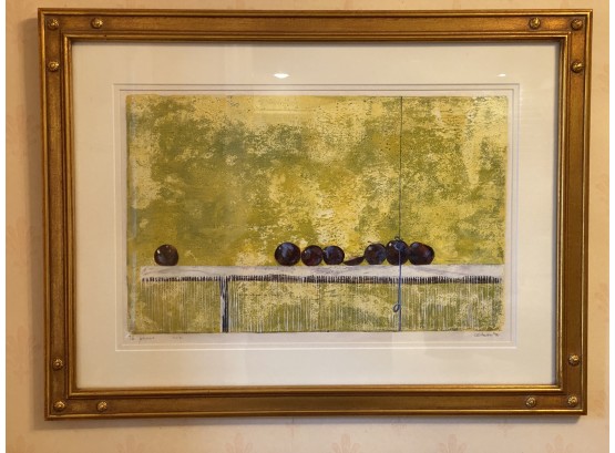 A Nicely Framed Signed WB Hauser 92'- 7 1/2 Plums - Hand Colored Etching  26'w X 19'h