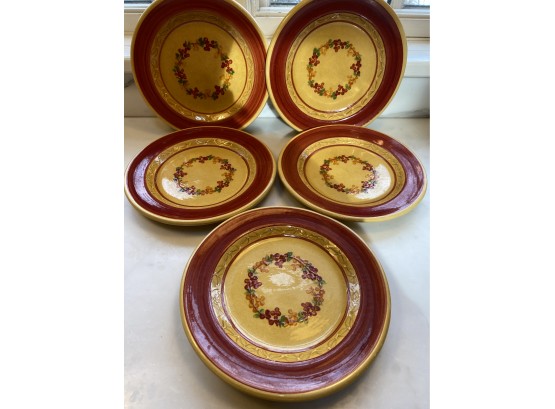 A S Et Of Five Terre E  Provence  Salad Plates Handcrafted Earthenware Pottery France