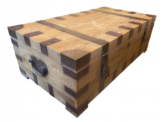 A Restoration Hardware ' Heirloom Silver-Chest ' Solid Hardwood  Trunk Coffee Table  - 55' X 31' X 18'h
