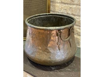 An Antique Cauldron With Metal Handle  Nice Details Great  Patina  - 13' Diameter X 10'h