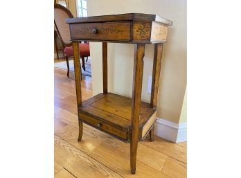 A Vintage Hand Decorted  Side Table With Two Drawers - 18'w X 13'd X 28'h