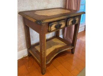 A Distressed Two Drawers Wood Console  Table  - 36'w X 22'd X 34'h
