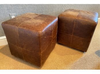 A Pair Of Mitchell Gold & Bob Williams Leather  Ottoman  - 16'w X16'd X 17'h