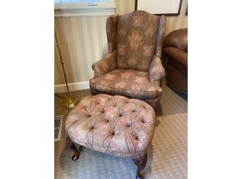 A Wing Back Chair With  Ottoman By  Charles Stewart Company, Hickory, NC - Purchased From Cocobolo Armonk  NY