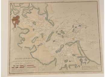 A Framed Boston Harbour Survey Map From The Survey Of AP Wadsworth & The Chart Les Barnes  1841