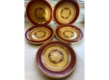 A S Et Of Five Terre E  Provence  Salad Plates Handcrafted Earthenware Pottery France