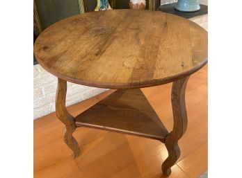 An Antique Solid Wood  Round Side Table - 26' Diameter X 27'h