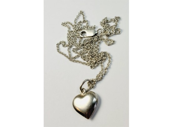 Sterling Silver Heart Pendant And Necklace