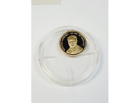 Greatest American Presidents 14kt Gold Coin 1/2 Gram Theodore Roosevelt