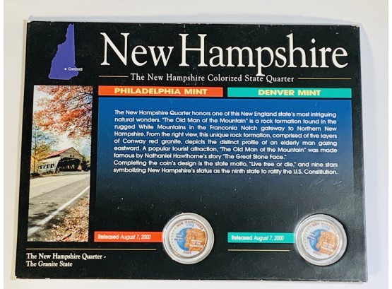 New Hampshire Colorized State Quarters P And D Mints - With Info/History Card