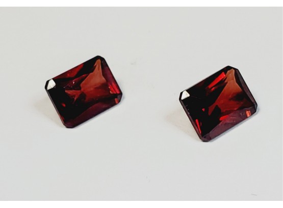 4.00ct 8x6mm Radiant Cut GARNET Matched Pair Loose Gemstones