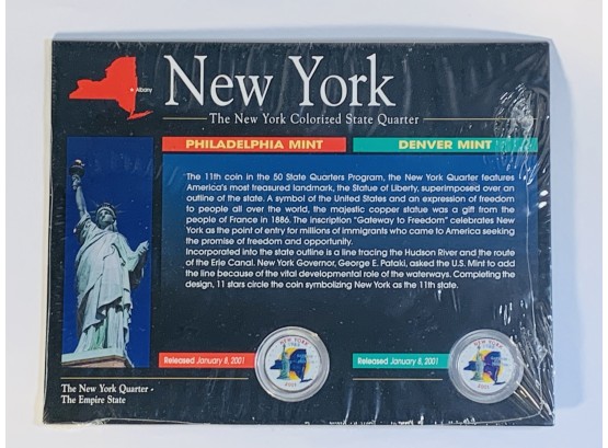 New York Colorized State Quarters P And D Mints - With Info/History Card