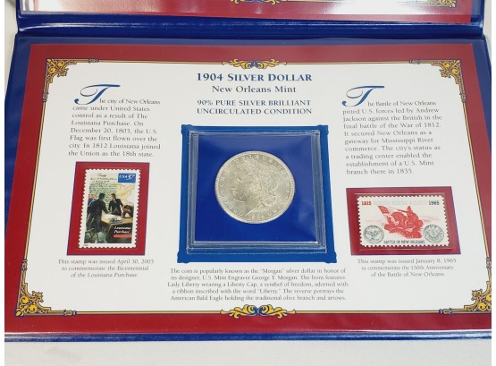 Uncirculated -The Last New Orleans Mint Morgan Silver Dollar In Display Folder With Info/ History