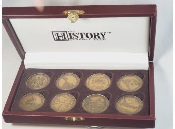 The History Channel Club 8 Medallion  Set In Wooden Display Box