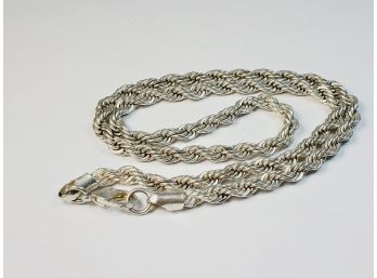 Heavy Sterling Silver Spiral Rope Link Necklace