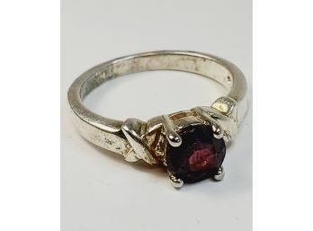 Vintage Sterling Silver Red Stone Ring