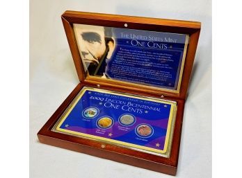 Beautiful 2009 Lincoln Bicentennial 4 Coin Set In Wooden Display Box