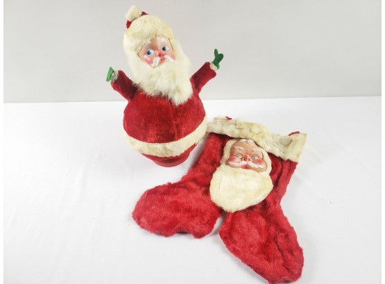 Vintage 1950'S Bijou Toys Christmas Santa & Stocking