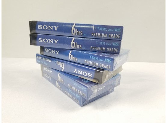 Six Blank Sony VHS 6 Hour Tapes