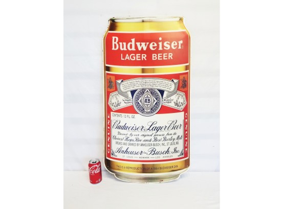 Large Budweiser Lager Beer Can Metal Sign 35' Man Cave