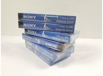 Six Blank Sony VHS 6 Hour Tapes