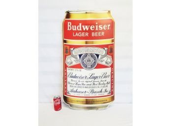 Large Budweiser Lager Beer Can Metal Sign 35' Man Cave