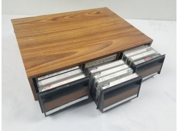 Vintage Three Drawer Cassette Tape Storage Box & Nineties Hip Hop & Regge Tapes