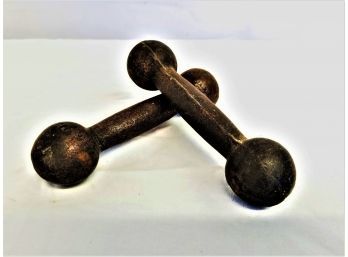 Antiques Cast Iron Dumbbells 1 Lb. Hand Weights
