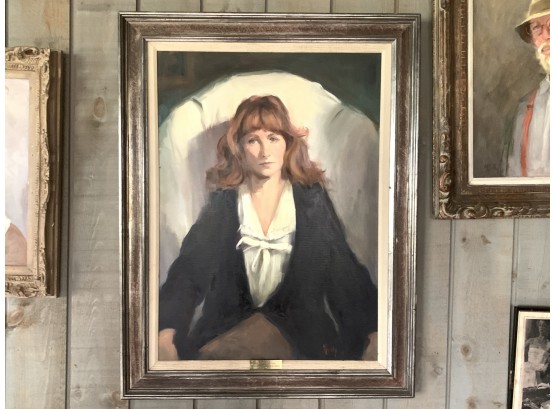 The National Arts Club- Bruce Stevenson Memorial Award Winning Painting Portrait Of Woman Signed By Artis,t, Nancy Reilly