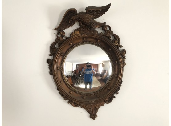 Carved Wooden Gilt Colonial Eagle Bullseye Mirror