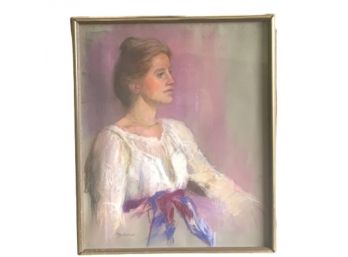 Beauitful Pastel Colored Painting Portrait Of Woman Signed By Artist, E.Butterfield