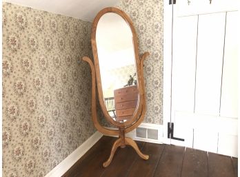 Vintage Full Length Cheval Dressing Mirror Oval Free Standing Victorian