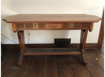 Vintage Console / Buffet Table With Cane Base Accent
