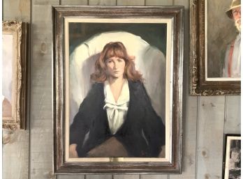 The National Arts Club- Bruce Stevenson Memorial Award Winning Painting Portrait Of Woman Signed By Artis,t, Nancy Reilly