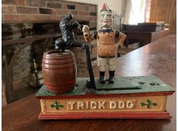 Antique 'Trick Dog' Cast Iron Piggy Bank
