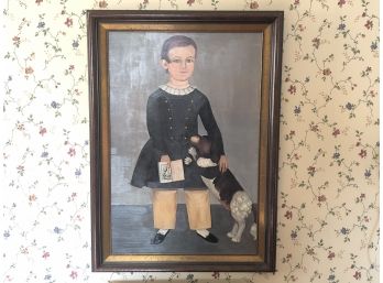 Original Painting Of Boy And His Dog