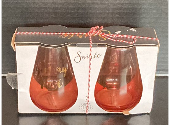 Set Of Two (2) Soiree Rose Wine Goblets (NIB)