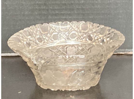 Vintage Etched Crystal Hat Bowl