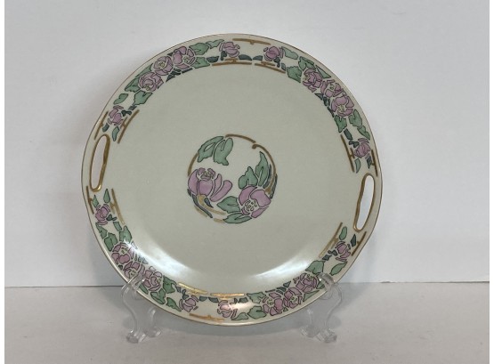 Antique German Lustre Hand Painted Signed And Dated Art Deco Tabbed Service Plate  (9 Inches Diameter)