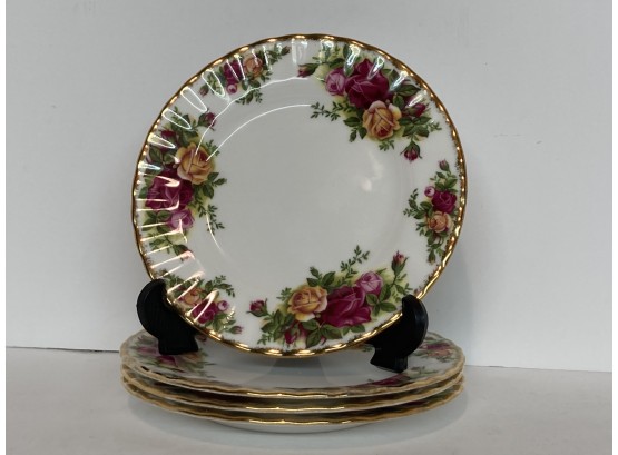 Set Of Four (4) Vintage Royal Albert Old Country Roses Bread Plates (1960's)