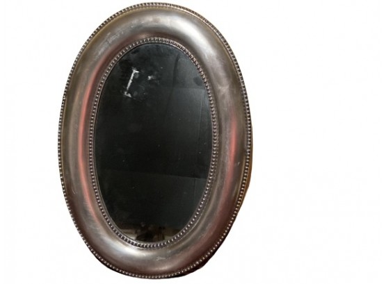 Vintage Large Oval Silver Tone Wall Mirror