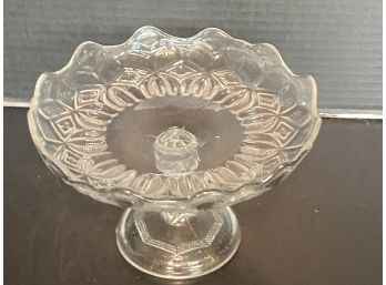 Vintage Clear Glass Scalloped Rim Footed Compote