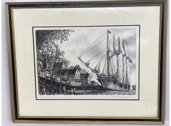 Vintage A. J. Gaines The Schooner Signed And Dated  1976